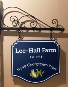 Sign commissioned  for Lee-Hall Farm from Danthonia Designs, Australia (www.danthoniadesigns.com/)