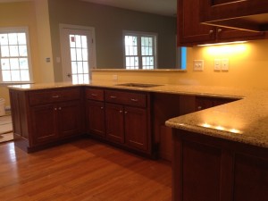 Kitchen countertops as seen from the dining room