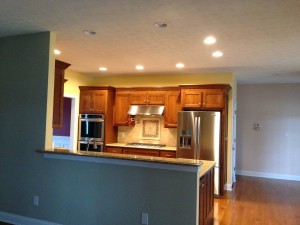 The cook top gets a hood - as seen from the family room.