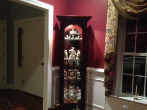 Dining Room - a bit blurry, but filling the curio cabinet with what may or may not permanently reside in it has been one of my night time quiet projects.