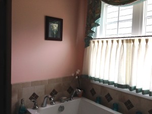 Finally hung pictures in the master bathroom.