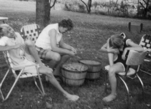 My brother and I not doing a very good job of helping our mother shell peas.  I have fond memories of the bounty from the gardens of my youth and the bountiful love and laughter shared with my parents and siblings.